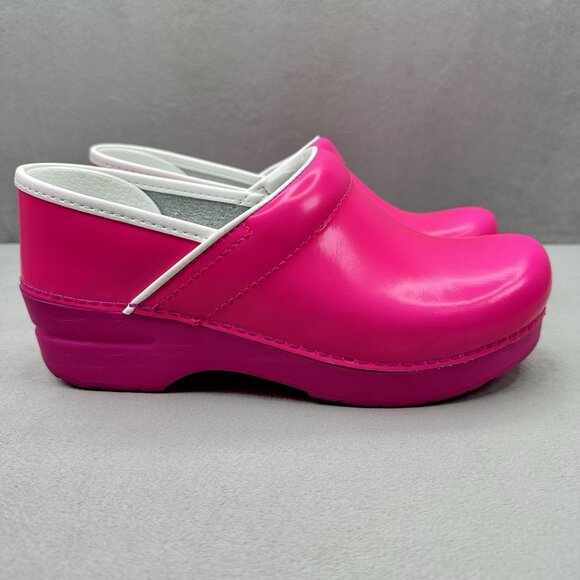 Dansko Shoes - Womens 6.5-7 / EU 37 Dansko Professional Clog Pink Neon Leather Nursing Comfort